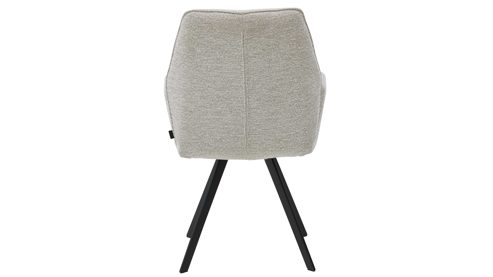 Polsterstuhl Interliving aus Stoff in Weiß Interliving Esszimmer Serie 5102 – Armlehnstuhl leinenfarbener Jacquard Lodge L07 & schwarzes Eisen