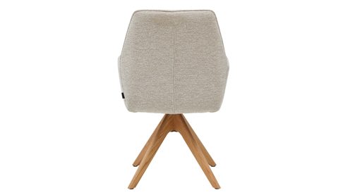 Polsterstuhl Interliving aus Stoff in Weiß Interliving Esszimmer Serie 5102 – Armlehnstuhl V512 Eiche bianco & leinenfarbener Jacquard Lodge L07