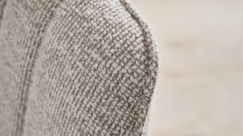 Polsterstuhl Interliving aus Stoff in Weiß Interliving Esszimmer Serie 5102 – Armlehnstuhl V512 Eiche bianco & leinenfarbener Jacquard Lodge L07