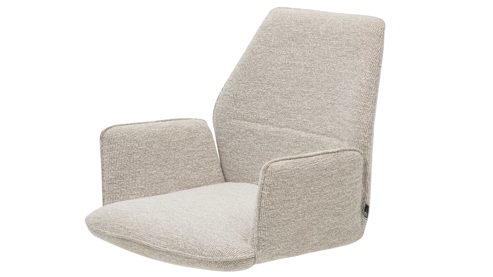 Polsterstuhl Interliving aus Stoff in Weiß Interliving Esszimmer Serie 5102 – Armlehnstuhl leinenfarbener Jacquard Lodge L07 & schwarzes Eisen