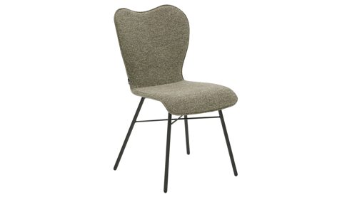 Vierfußstuhl Interliving aus Stoff in Grün Interliving Esszimmer Serie 5115 - Vierfußstuhl mit Stoff und Leder jadefarbenes Leder LD7830 & moosfarbener Bezug Sneak 59, umbraugraues Metall