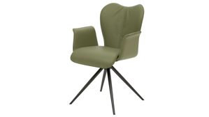 Polsterstuhl Interliving aus Leder in Grün Interliving Esszimmer Serie 5115 - Armlehnstuhl mit Lederbezug jadefarbenes Leder LD7830 & umbragraues Metall