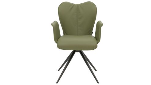Polsterstuhl Interliving aus Leder in Grün Interliving Esszimmer Serie 5115 - Armlehnstuhl Aiko Four A32 jadefarbenes Leder LD7830 & umbragraues Metall