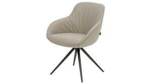 Polsterstuhl Interliving aus Leder in Beige Interliving Esszimmer Serie 5115 - Armlehnstuhl Ravi milchkaffeefarbenes Leder Tendens Latte & anthrazitfarbenes Metall