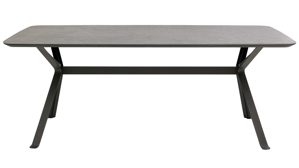 Esstisch Interliving aus Kunstharz in Dunkelgrau Interliving Esszimmer Serie 5115 - Esstisch mit robuster Tischplatte DEKTON® Grafitte Industrial & anthrazitfarbenes Metall - ca. 200 x 100 cm