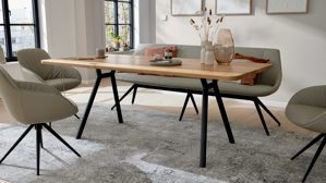 Esstisch Interliving aus Holz in Holzfarben Interliving Esszimmer Serie 5115 - Esstisch astige Eiche & anthrazitfarbenes Metall - ca. 200 x 90 cm