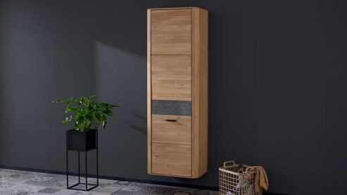 Garderobenschrank Interliving aus Holz in Holzfarben Interliving Garderoben Serie 6014 - Garderobenschrank Wildeiche & Granitfurnier - eine Tür, Höhe ca. 181 cm