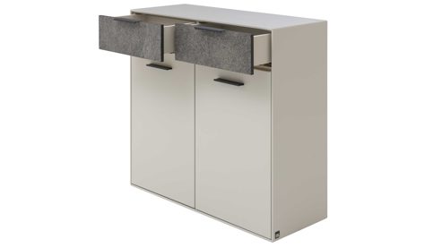 Garderoben-Set Interliving aus Holz in Weiß Interliving Garderoben Serie 6013 - Set 80 Sahara Creme & Granitfurnier - vierteilig