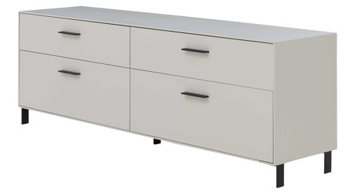 Wohnwand Interliving aus Holz in Weiß Interliving Wohnzimmer Serie 2030 PLUS - Wohnwand Sahara Creme & Granitfurnier - vierteilig, Länge ca. 309 cm