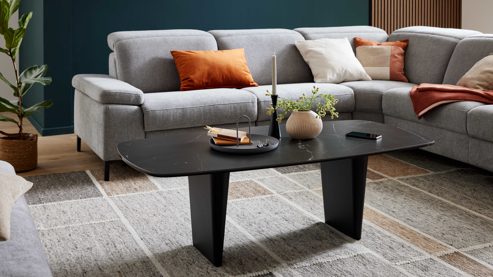 Couchtisch Interliving aus Keramik in Schwarz Interliving Couchtisch Serie 6227 Keramik Marquina & schwarzer Stahl - ca. 140 x 70 cm