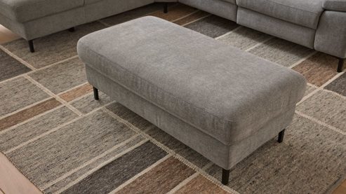 Polsterhocker Interliving aus Stoff in Grau Interliving Sofa Serie 4064 - XXL-Polsterhocker graue Chenille Toni & Fuß W003-01 - ca. 130 x 65 cm