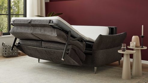 Schlafsofa Interliving aus Stoff in Anthrazit Interliving Schlafsofa Serie 4700 - Schlafsofa 140LÄ anthrazitfarbener Bezug Balu & Aluminiumfüße - Breite ca. 208 cm