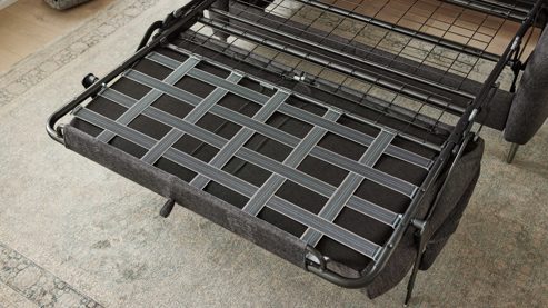 Schlafsofa Interliving aus Stoff in Anthrazit Interliving Schlafsofa Serie 4700 - Schafsofa 120LÄ anthrazitfarbener Bezug Balu & Aluminiumfüße - Breite ca. 188 cm