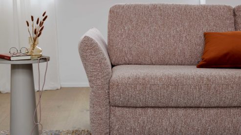 Schlafsofa Interliving aus Stoff in Rosa Interliving Schlafsofa Serie 4700 - Schlafsofa sienafarbener Webstoff Loft & schwarze Aluminiumfüße - Breite ca. 188 cm