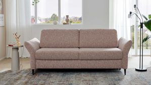 Schlafsofa Interliving aus Stoff in Rosa Interliving Schlafsofa Serie 4700 - Schlafsofa sienafarbener Webstoff Loft & schwarze Aluminiumfüße - Breite ca. 188 cm