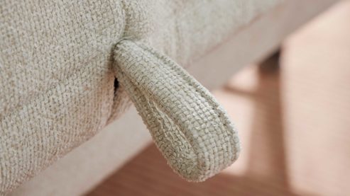 Schlafsofa Interliving aus Stoff in Weiß Interliving Schlafsofa Serie 4700 - Schlafsofa 140LÄ naturweißes Flachgewebe Cyber & schwarze Aluminiumfüße - Breite ca. 208 cm