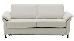 Schlafsofa Interliving aus Stoff in Weiß Interliving Schlafsofa Serie 4700 - Schlafsofa 120LÄ naturweißes Flachgewebe Cyber & schwarze Aluminiumfüße - Breite ca. 188 cm