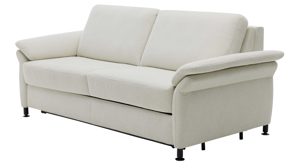 Schlafsofa Interliving aus Stoff in Weiß Interliving Schlafsofa Serie 4700 - Schlafsofa 160LÄ naturweißes Flachgewebe Cyber & schwarze Aluminiumfüße - Breite ca. 228 cm