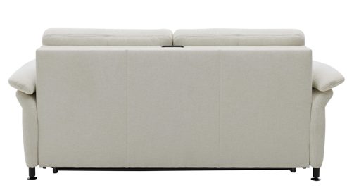 Schlafsofa Interliving aus Stoff in Weiß Interliving Schlafsofa Serie 4700 - Schlafsofa naturweißes Flachgewebe Cyber & schwarze Aluminiumfüße - Breite ca. 228 cm