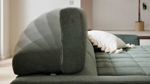 Ecksofa Interliving aus Stoff in Grün Interliving Sofa Serie 4303 – Ecksofa moosgrüner Pfotenstoff Cyber - Stellfläche ca. 323 x 190 cm