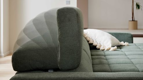 Ecksofa Interliving aus Stoff in Grün Interliving Sofa Serie 4303 – Ecksofa moosgrüner Pfotenstoff Cyber - Stellfläche ca. 323 x 190 cm