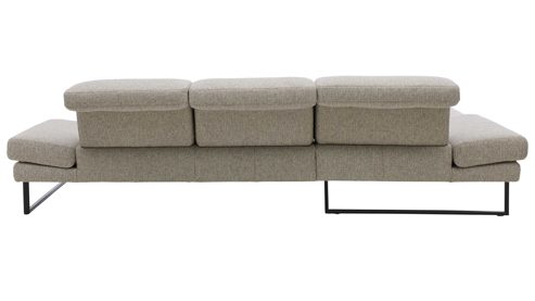 Ecksofa Interliving aus Stoff in Hellgrau Interliving Sofa Serie 4460 - Ecksofa silbergrauer Webstoff Jazz 121 & schwarze Metallfüße - Stellfläche ca. 191 x 308 cm