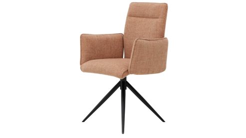 Vierfußstuhl Interliving aus Stoff in Hellbraun Interliving Esszimmer Serie 5505 - Armlehnstuhl mit Drehfunktion hellbraunes Flachgewebe 985-72 & schwarzes Metall