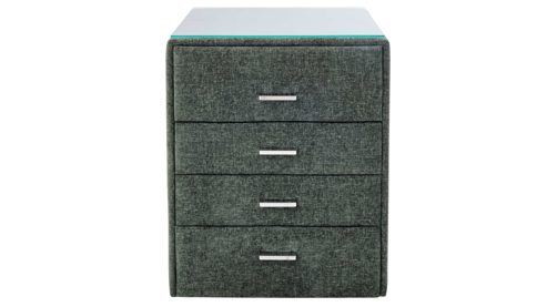 Nachtkommode Interliving aus Stoff in Grün Interliving Boxspringbett Serie 1420 - Nachtkonsole moosgrüne Chenille Toni - vier Schubladen, Breite ca. 50 cm