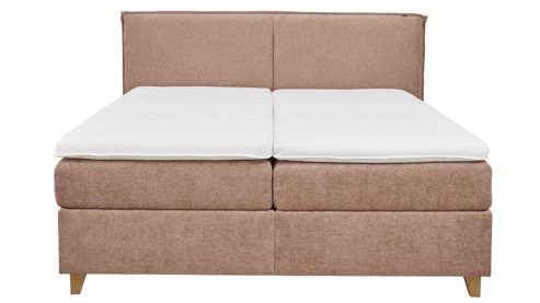 Boxspringbett Interliving aus Stoff in Rosa Interliving Bettensystem Serie 1420 - Boxspringbett sienfarbene Chenille Toni & Wildeichefüße - Liegefläche ca. 180 x 200 cm