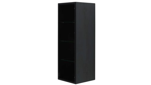 Vitrine Interliving aus Holz in Schwarz Interliving Wohnzimmer Serie 2033 - Hängevitrine 126813 dunkelgraues Glas & schwarze Asteiche - eine Tür, Breite ca. 42 cm