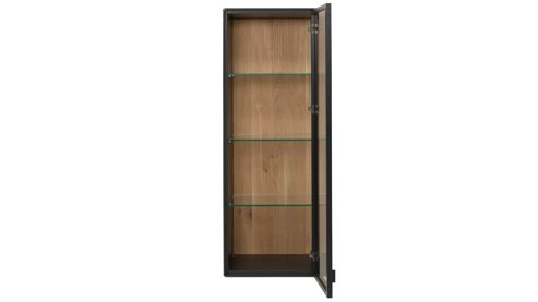 Vitrine Interliving aus Holz in Schwarz Interliving Wohnzimmer Serie 2033 - Hängevitrine dunkelgraues Glas & schwarze Asteiche - eine Tür, Breite ca. 42 cm