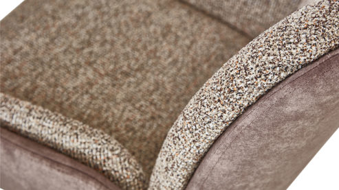 Polsterstuhl Venjakob aus Stoff in Braun VENJAKOB Armlehnenstuhl Eden fangofarbener Velour Dubai & brauner Webstoff Hamburg, matt anthrazitfarbenes Metall