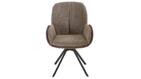 Polsterstuhl Venjakob aus Stoff in Braun VENJAKOB Armlehnenstuhl Eden fangofarbener Velour Dubai & brauner Webstoff Hamburg, matt anthrazitfarbenes Metall