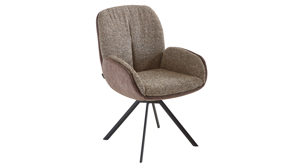 Polsterstuhl Venjakob aus Stoff in Braun VENJAKOB Armlehnenstuhl Eden fangofarbener Velour Dubai & brauner Webstoff Hamburg, matt anthrazitfarbenes Metall