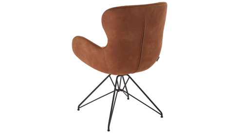 Polsterstuhl Venjakob aus Stoff in Braun VENJAKOB Armlehnenstuhl Benita terrafarbener Webstoff Konstanz Q2 & sattelbrauner Mikrofaserbezug Kapstadt, matt anthrazitfarbenes Metall