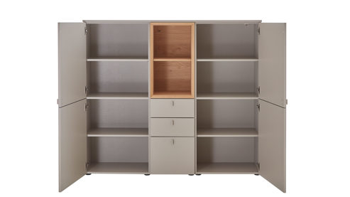 Highboard Venjakob aus Kunststoff in Grau VENJAKOB Andiamo 3.0 Highboard Steingrau & Wildeiche - ca. 160 x 140 cm