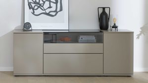 Sideboard Interliving aus Holz in Grau Interliving Wohnzimmer Serie 2031 - Sideboard Grau & Risseiche - zwei Türen, zwei Schubladen, Breite ca. 180 cm