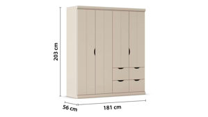 Kleiderschrank Rauch aus Holz in Weiß rauch BLUE Frieda - Drehtürenschrank Alpinweiß - vier Türen, vier Schubkästen, Breite ca. 180 cm