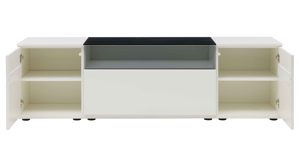 Lowboard Interliving aus Holz in Weiß Interliving Wohnzimmer Serie 2031 - Lowboard LT18060 als Medienmöbel Tonweiß & graues Glas - zwei Türen, eine Schublade, Breite ca. 180 cm