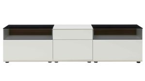 Wohnwand Interliving aus Holz in Weiß Interliving Wohnzimmer Serie 2031 - Wohnwand EB33001 Tonweiß & graues Glas - Länge ca. 330 cm