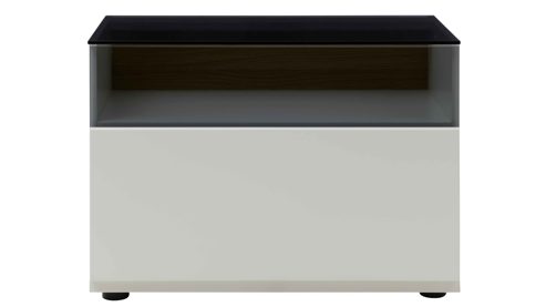 Wohnwand Interliving aus Holz in Weiß Interliving Wohnzimmer Serie 2031 - Wohnlösung EB27001 Tonweiß & graues Glas - Länge ca. 270 cm