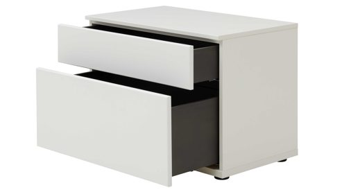 Wohnwand Interliving aus Holz in Weiß Interliving Wohnzimmer Serie 2031 - Wohnlösung EB27001 Tonweiß & graues Glas - Länge ca. 270 cm