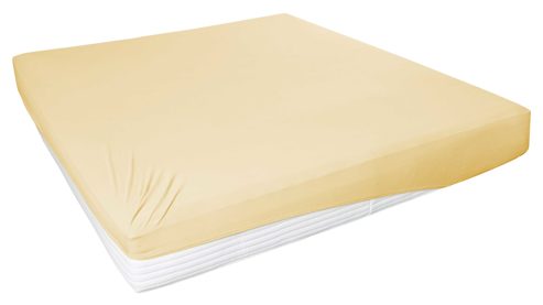 Spannbettlaken H. g. hahn haustextilien® aus Stoff in Hellgelb HAHN Spannbettlaken pfirsichfarbenerer Baumwolljersey - ca. 190 x 200 cm