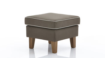 Polsterhocker Gutmann factory® aus Mikrofaser in Braun Hocker als bequemes Sitzmöbel dunkelbrauner Stoffbezug 329.8 mit Keder 329.15 & Eichefüße - ca. 55 x 44 x 55 cm